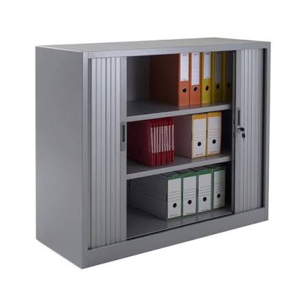 Armoire basse métallique à porte rideau 